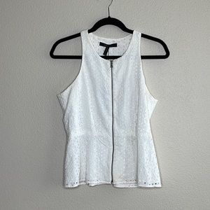 BCBGMAXAZRIA White Eyelet Sleeveless Blouse